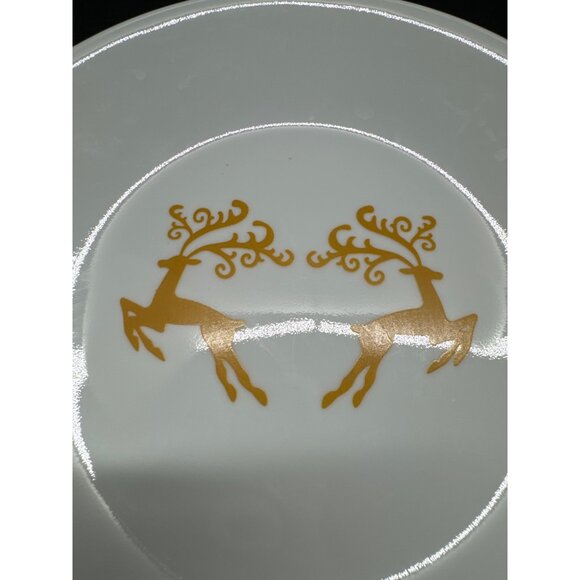 Corelle Dancer Prancer Winter Deer White & Gold Holiday Dessert Plates Set Of 2 - Picture 5 of 5